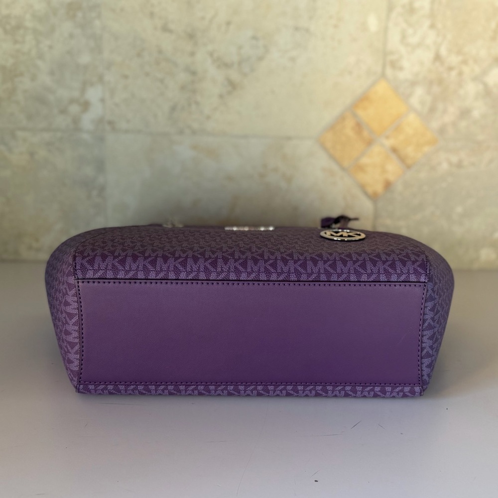 Michael Kors Jet Set Travel LG Shoulder Chain Tote Bag MK Dark Purple - Picture 7 of 14